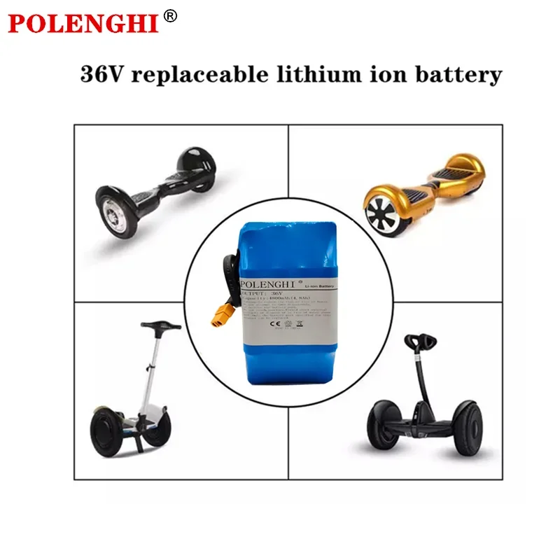 100%true capacity 10S2P 36V 4.8Ah lithium-ion rechargeable battery pack, suitable for electric self priming hovercraft unicycles