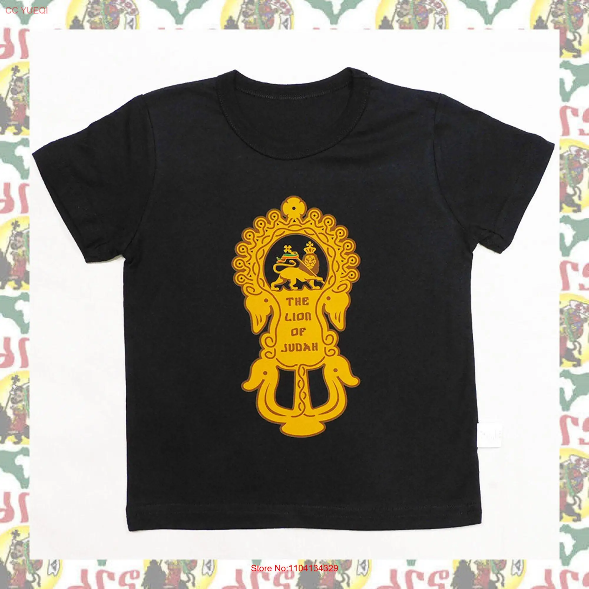 Kids T shirts drs a58 Children's Shirt Lion of Judah Reggae Jah Rastafari Ethiopia Jamaica long or short sleeves