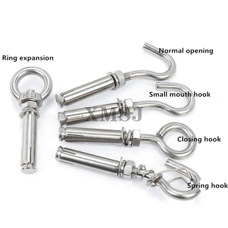 304/201 Stainless steel expansion hook sling expansion belt hook Expansion screw Ceiling fan hook Hanging hook iron hook M6