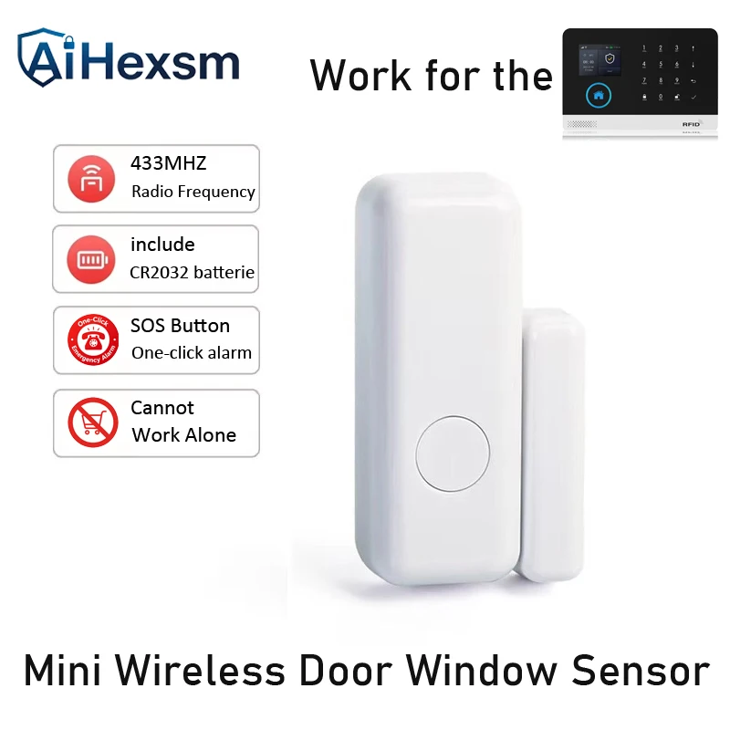 

Mini Window Door Sensor for 433MHz Alarm System PG103 G30 PG107 G12 Wireless Magnetic Contact Home Alarm App Notification Alerts