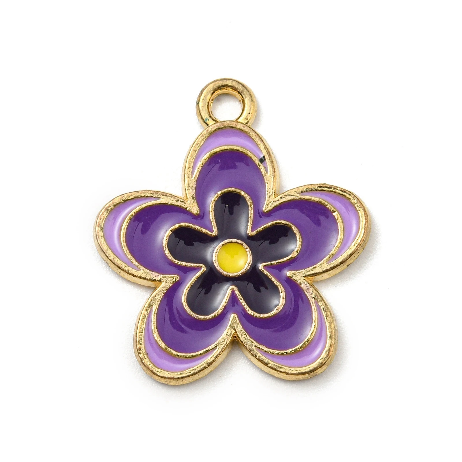 

50pcs Brass Enamel Pendants Golden Flower Charm Indigo for Making DIY Jewelry Necklace Eardrop Bracelet Charm Craft Supplies