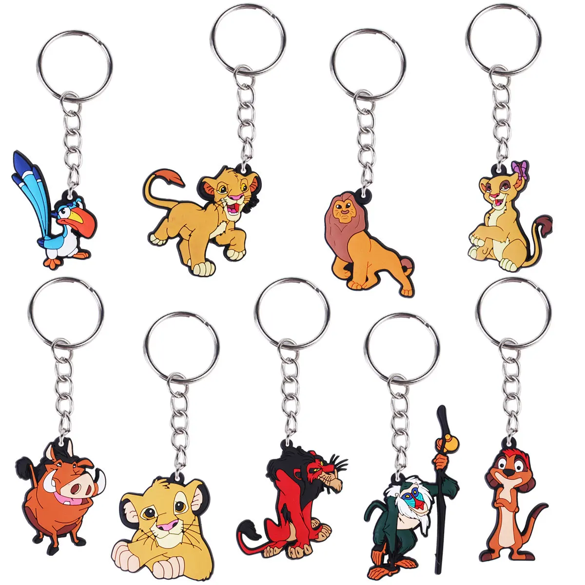 10 Uds. LLavero del Rey León al azar figura de acción colgante lindo personaje de dibujos animados muñeca de juguete modelo decoración regalo de cumpleaños para niños