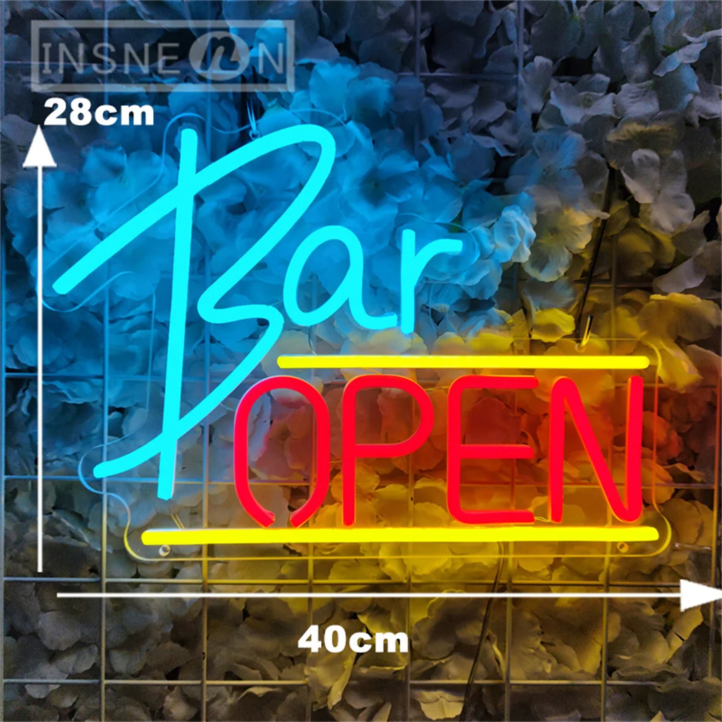 Bar Open Neon Sign Light, USB, Dimmable, LED, Bar, Pub, PRShop, Restaurant, Business, Wall Decor, bt