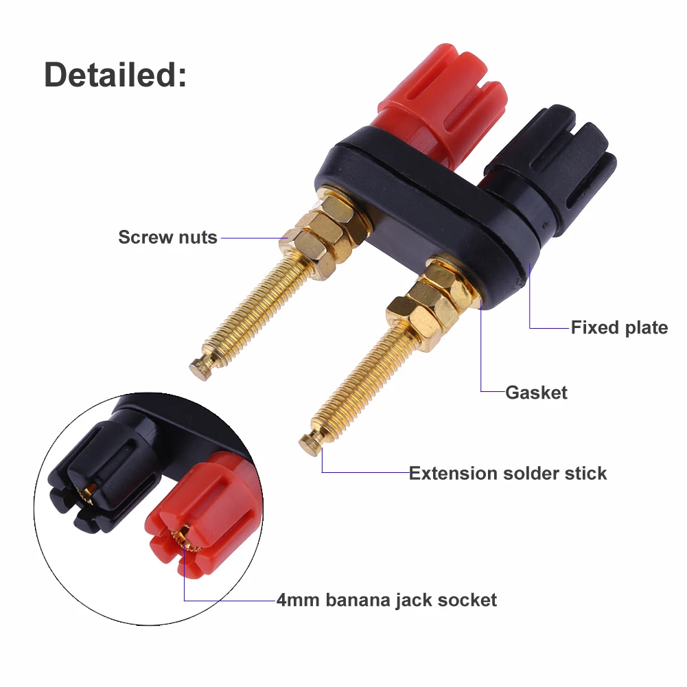 Gold Plated Banana Plug Connector Speaker Amplifier Extended Terminal Binding Post Gold Plate Binding Post
