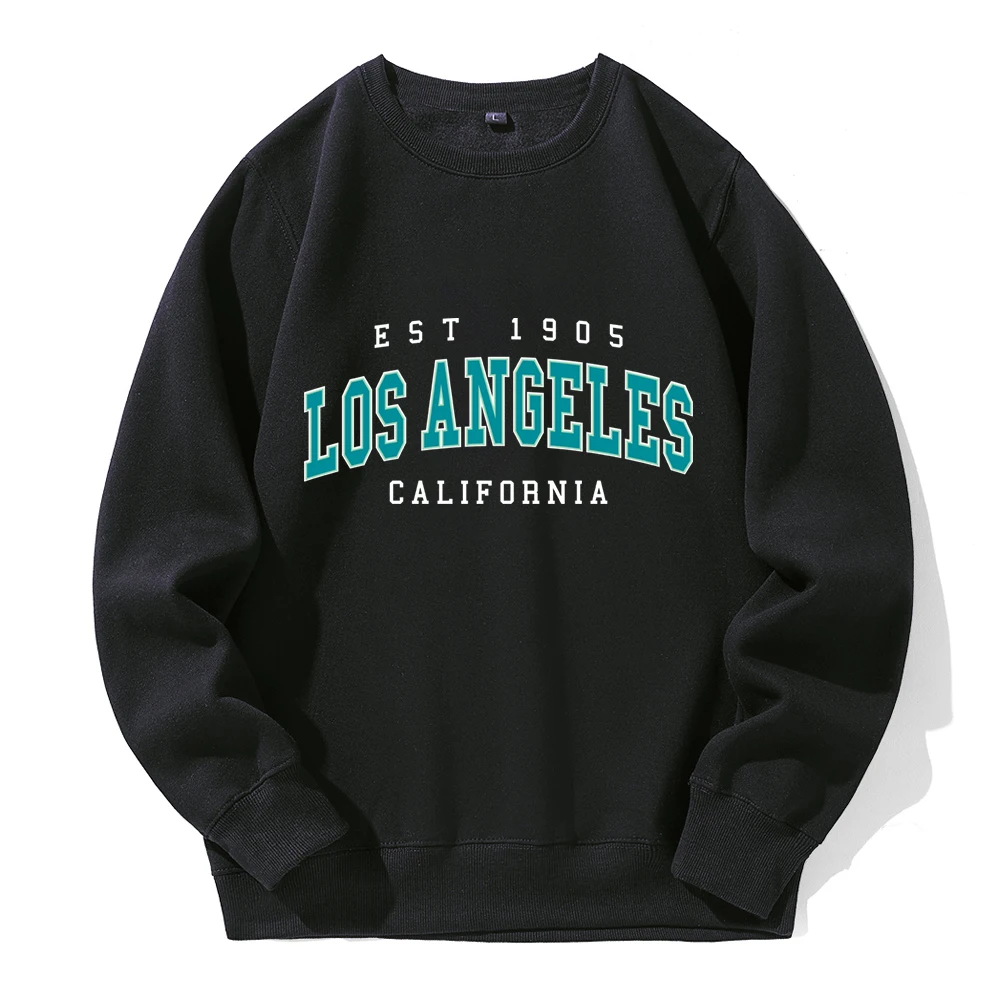 Est 1905 L0S Angeles California Letter Hoody Men Fashion Sports Hooded Basic Daily Casual Hoodie Man Loose Fleece Warm Clothes