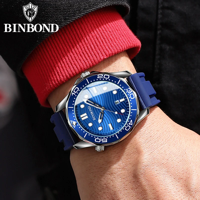 BINBOND Brand New Fashion Ultra-thin Sea Horse Series Men Business Quartz  Watches Waterproof Luminous Sports Casual Men\'s Watch