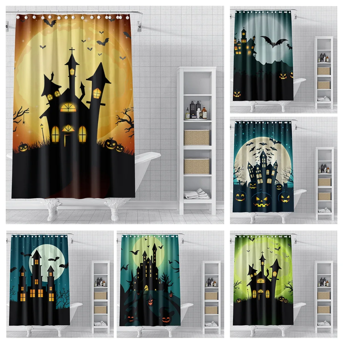 Home shower curtains for bathroom waterproof fabric Modern Nordic style Living Room curtain Halloween Autumn Pumpkin decoration