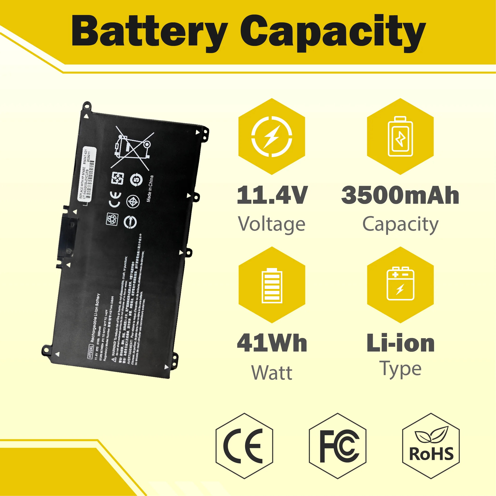 HT03XL 41WHBattery for HP Pavilion 14 14-CE 14-CF 14-CM 14M-DH 14-DQ 14-dq0040nr 14-FQ 15-CWHSTNN-DB8R DB8S IB80 IB8O LB8L LB8M
