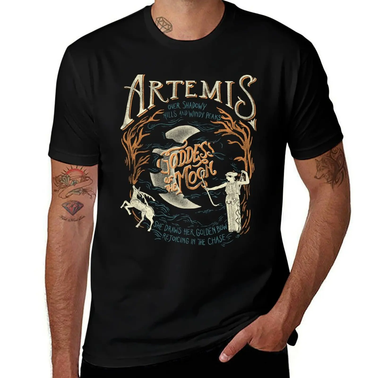 

Artemis goddess of the moon band tee - vintage T-Shirt Large Size Soft Cotton T-Shirt