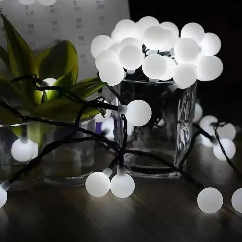 5M/20LED 6.5M/30LED White Ball Solar Light String Outdoor impermeabile smerigliato Round Ball Camping Atmosphere Lighting