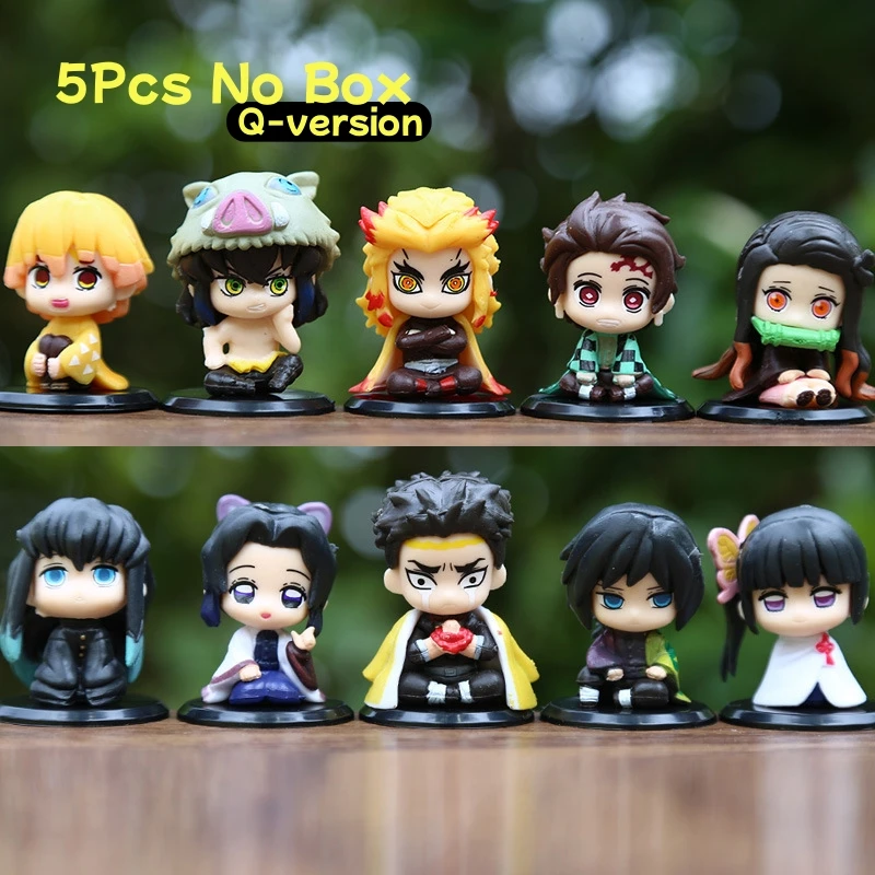 

Demon Slayer Q Version Action Figures Set - 5 Styles including Tanjiro Inosuke Zenitsu Sitting Ghost Dolls for Movie Collectors