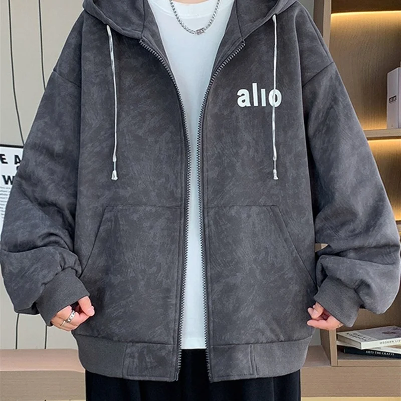 

Spring Autumn New Hooded Jaet Top Large Children Students Open Cardigan Sweatirt Versatile College Sle Casual Men's Coat