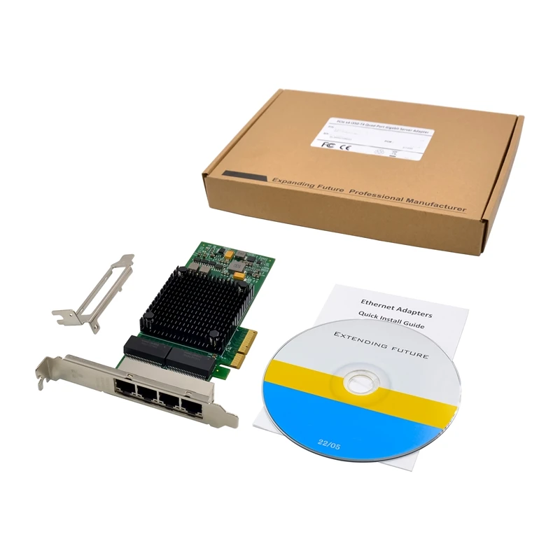 

I350-T4 PCI-E X4 Gigabit Server Network Card Four-Port RJ45 Gigabit Industrial Vision Server Network Card Easy Install