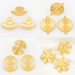 Fashion Jewelry Set Dubai Gold Color Luxury Flower Shape Adjustable Ring Round Earrings For Women Wedding Party Gifts Daily Wear