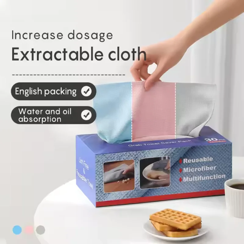 Microfiber Scouring Pad Multifunctional Kitchen Household Cleaning Rag  Removable Boxed Cleaning Cloth For Home Kitchen