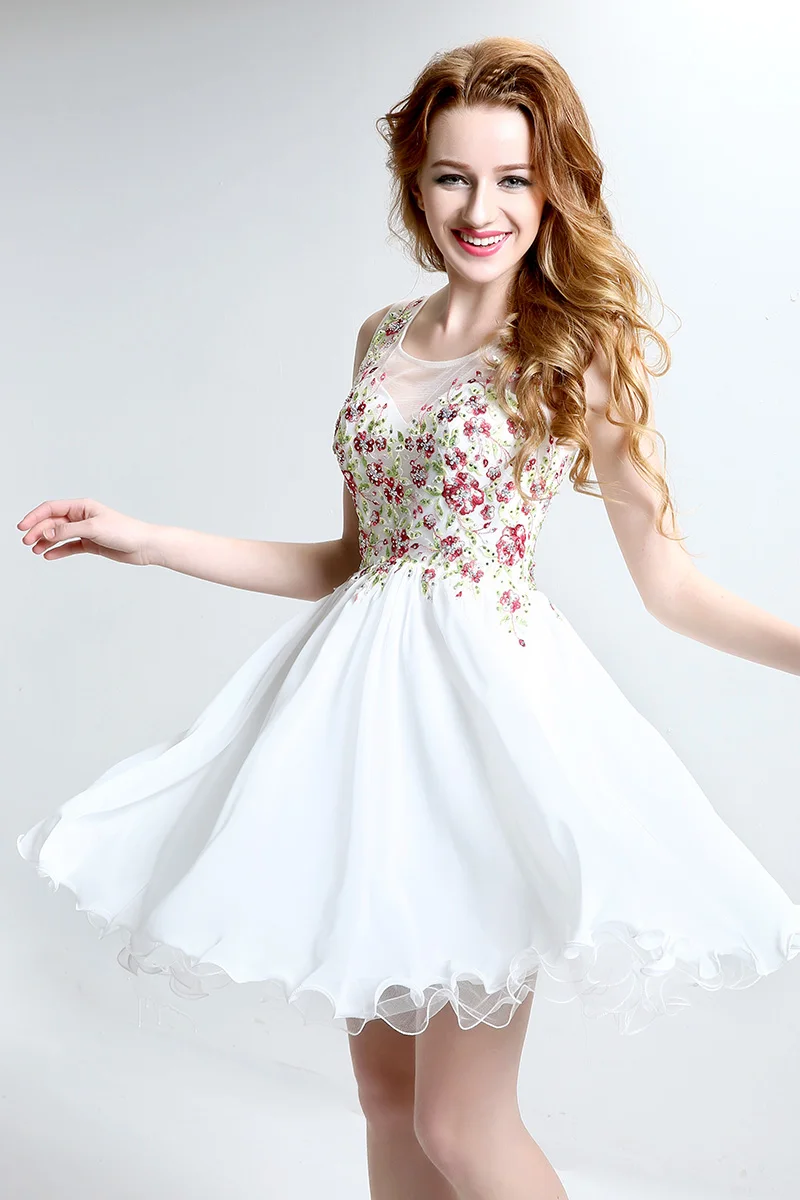 

Вечернее платье из тюля длиной до колена с цветочной вышивкой — бальное платье для выпускного вечера и танцев