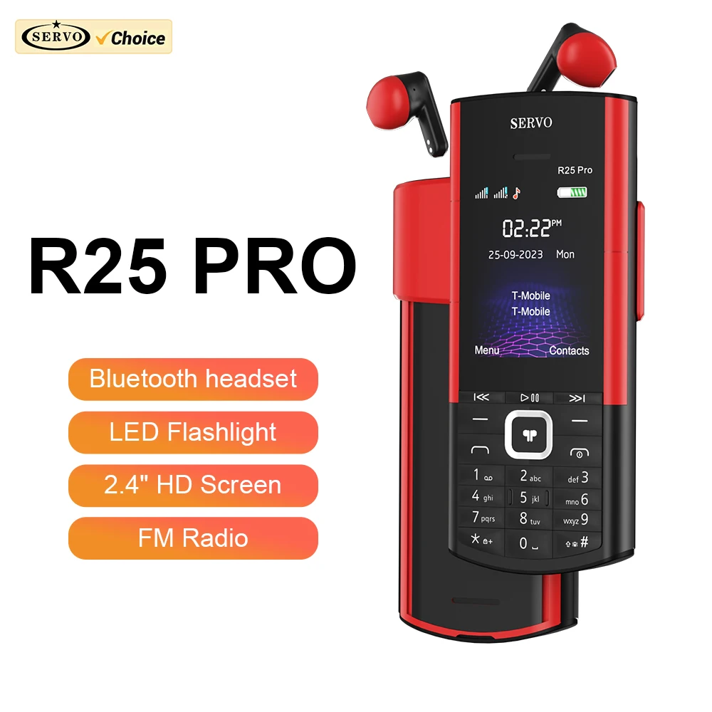 SERVO R25 PRO Mobile Phone Built in Bluetooth Earphones Speed Dial Call Recording Blacklist FM Radio Dual SIM Standby Cellphones
