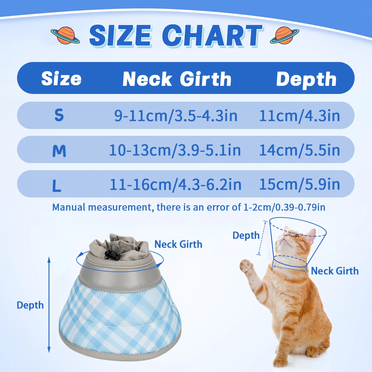 A grid breathable pet protective cover cat adjustable cartoon pet cone collar post-operative anti-bite and anti-licking wound an