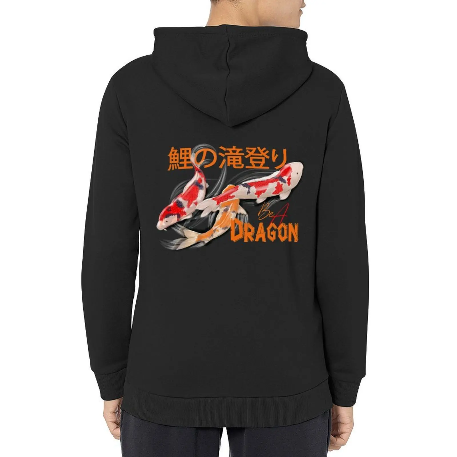 

Carp ascending a waterfall for koi-no-takinobori Japanese festival Hoodie mens clothes male clothes men clothing big size hoodie