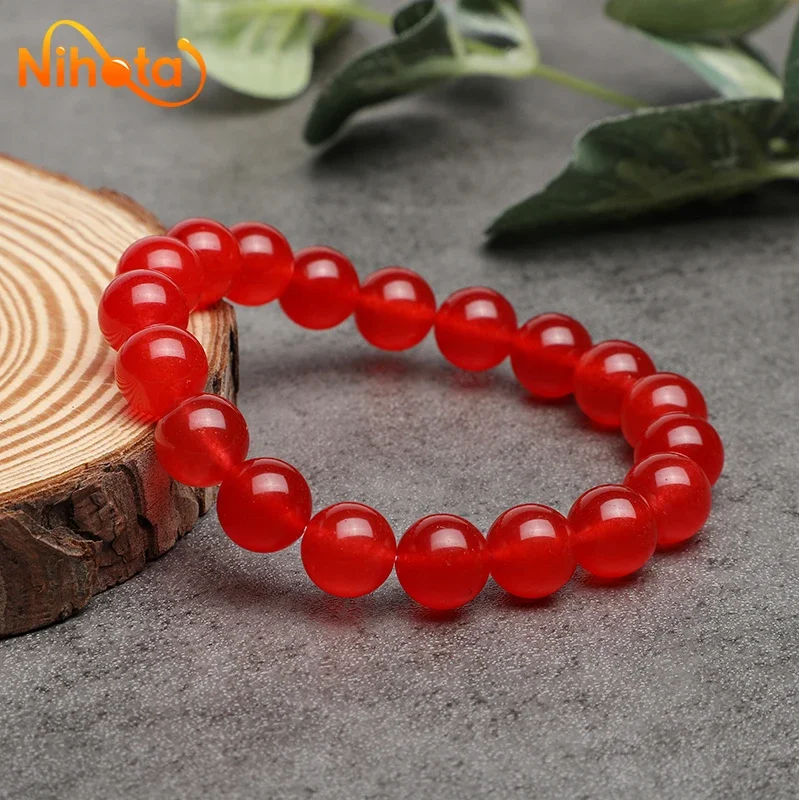 Natural Stone Red Quartzite Bracelets Women Men Craft Stretch Healing Brcelets Bangles For Girls Lovers Lucky Gifts 6/8/10/12mm