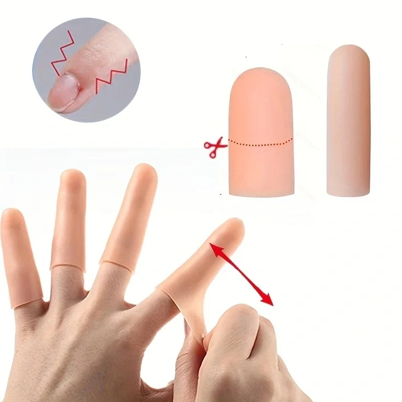 Popular 2Pcs Silicone Finger Protector Caps, Washable & Reusable, Finger Covers for Dry Cracked Skin Hand Protection
