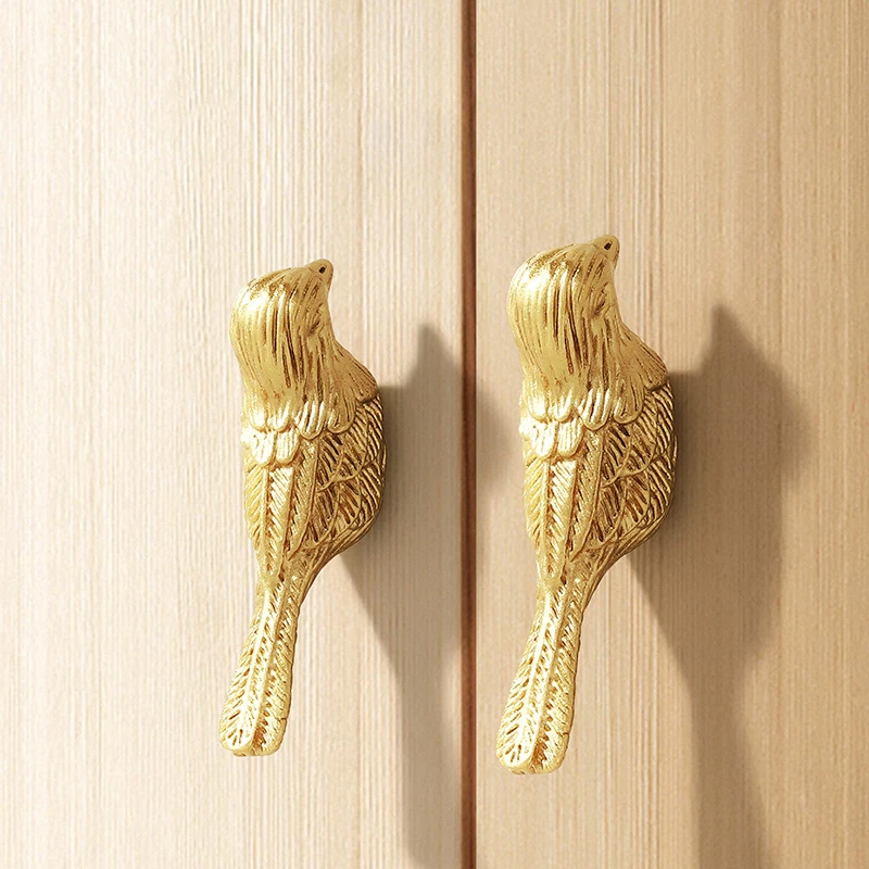 HOT 8PCS Solid Brass Magpie Bird Furniture Pulls Handles Drawer Knobs Cupboard Wardrobe Closet Dresser Cabinet Pulls Decorations