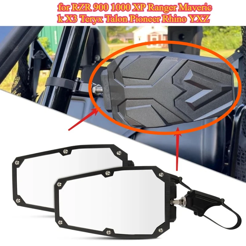 

Side Mirrors Rear View for UTV RZR 900 1000 XP Ranger Maverick X3 Teryx Talon Pioneer Rhino YXZ Wildcats with 1.5"-2" Roll