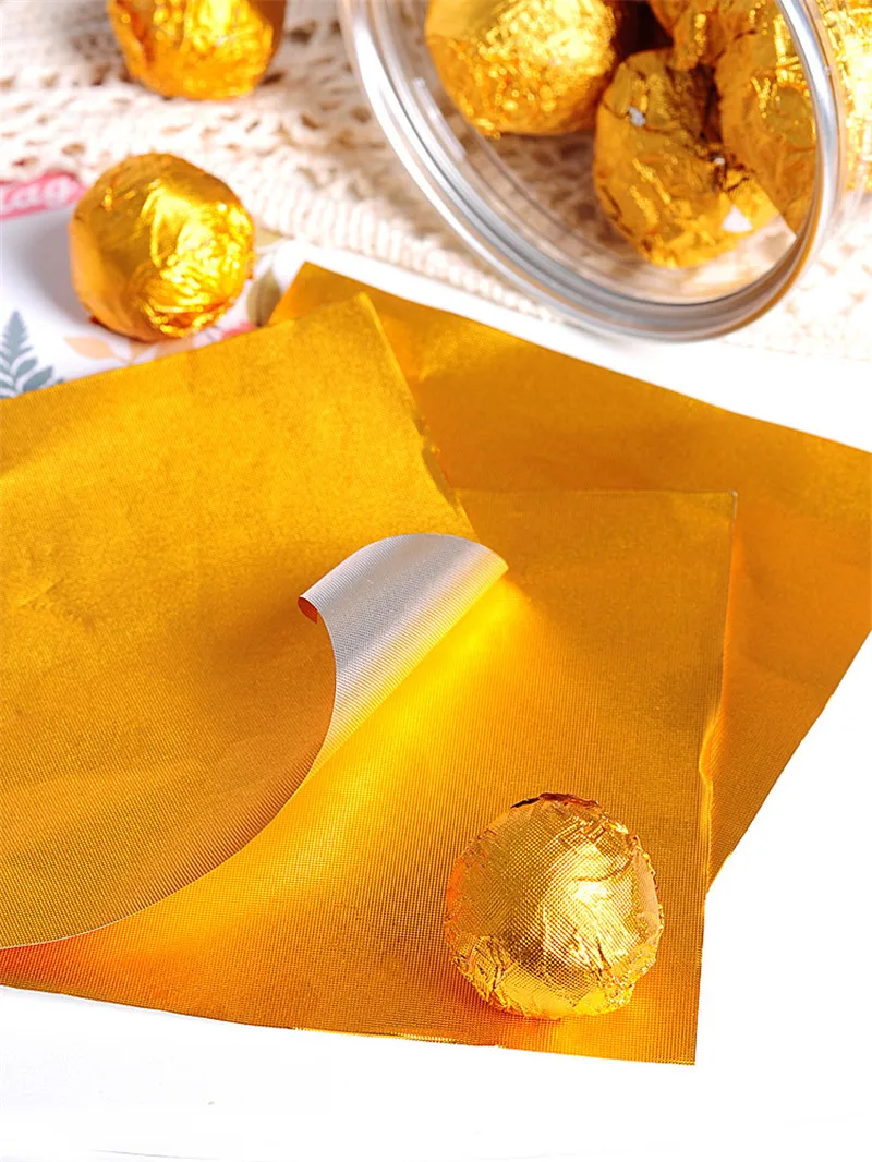 100 Stück 10x10cm quadratische Aluminiumfolie für Süßigkeiten, Schokolade, Tee, Sesam, Pillen, Geschenkverpackungen und Partybedarf – Detail 10