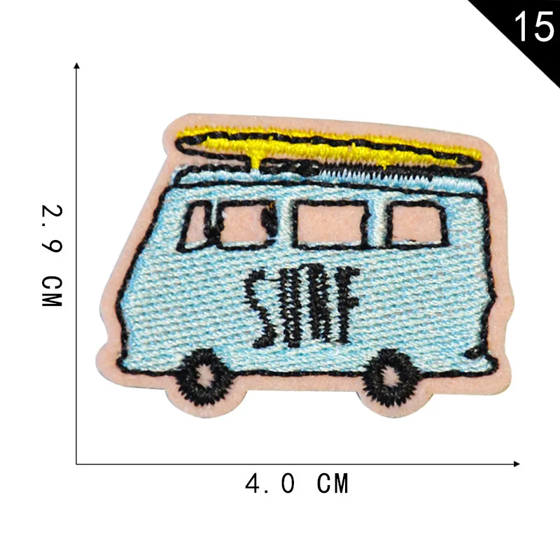 Tropic Scenery Embroidery Patches Hawaii Style Appliques Stick-on Beach Surf Life Badges Aloha Label Fabric Stickers for Girls