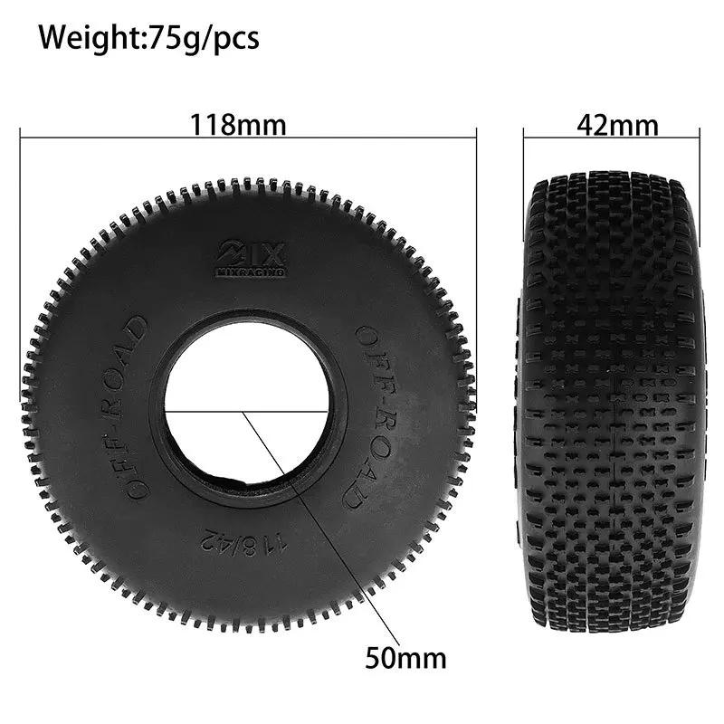 1.9 Inch Off-Road Car Tire Skin, Simulated Off-Road Tires for SCX10, 90046 D90, TRX4, TRX6 with Small Spikes