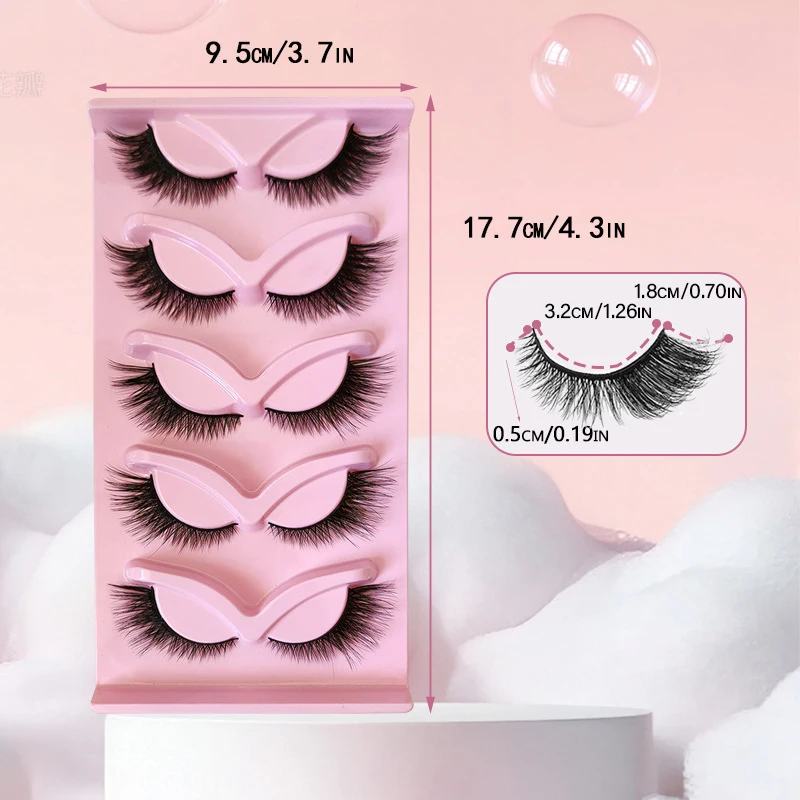 5 أزواج من الرموش الصناعية الطويلة والسميكة لإنشاء مكياج رقيق يبدو رموش صناعية قابلة لإعادة الاستخدام