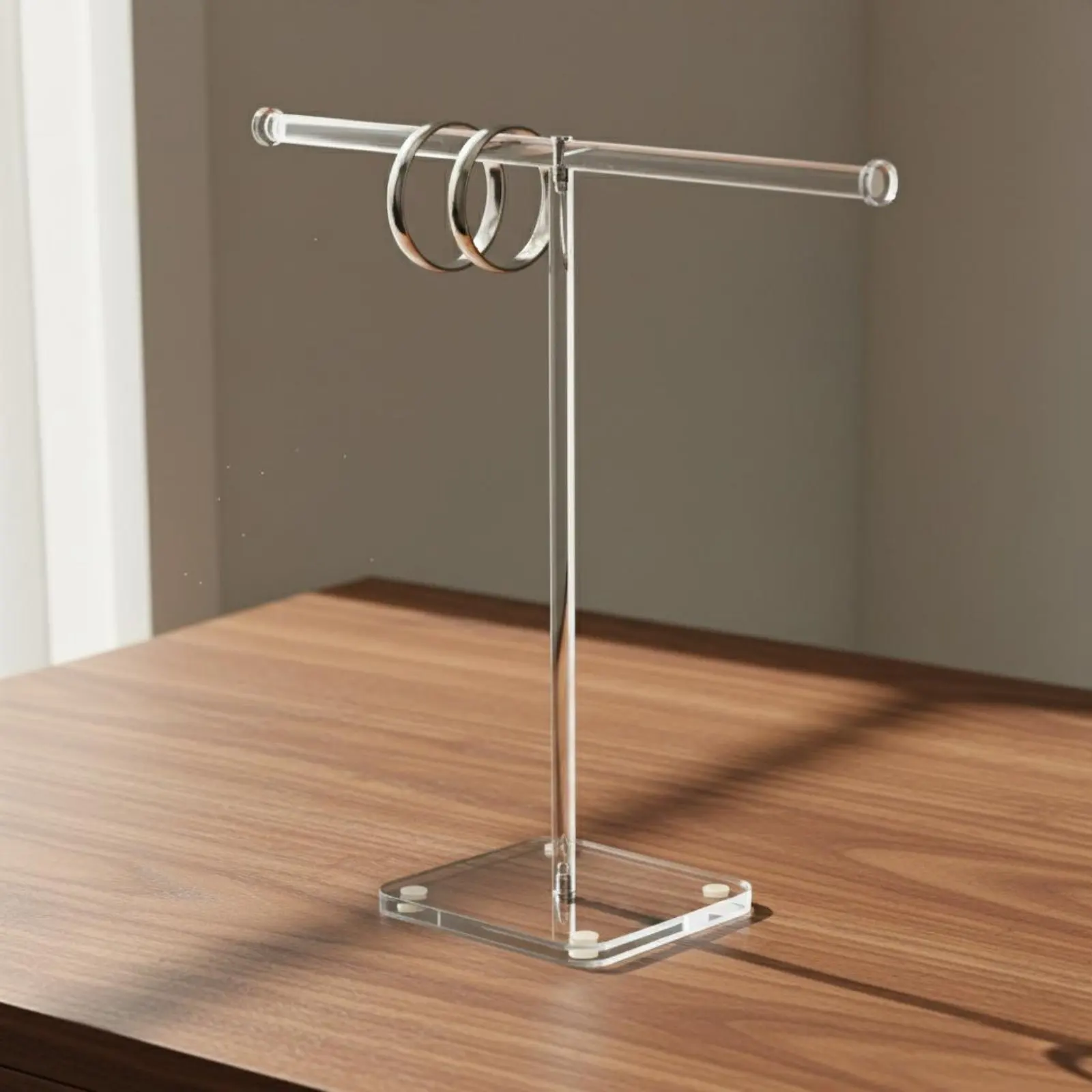 Acrylic Jewelry Stand Minimalist Design Choker Holder Display Rack T-Shaped Bar Bracelet Holder Multi-Tier for Vanity Table
