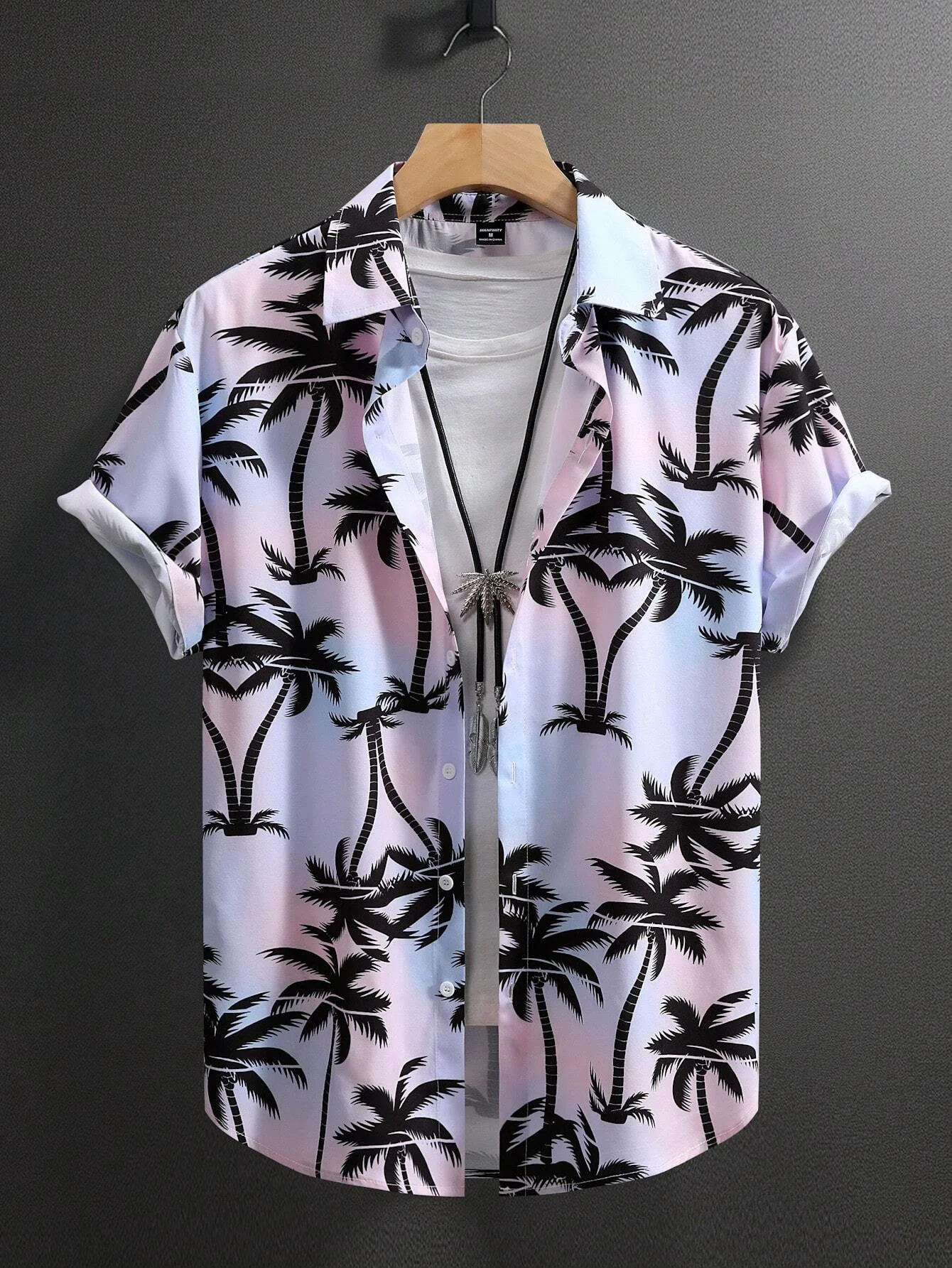 Summer Coconut Tree Men\'s Palm Graphics Shirt Summer Aloha Shirt Casual Turndown Short Sleeve Stretch Fabric Shirt Harajuku