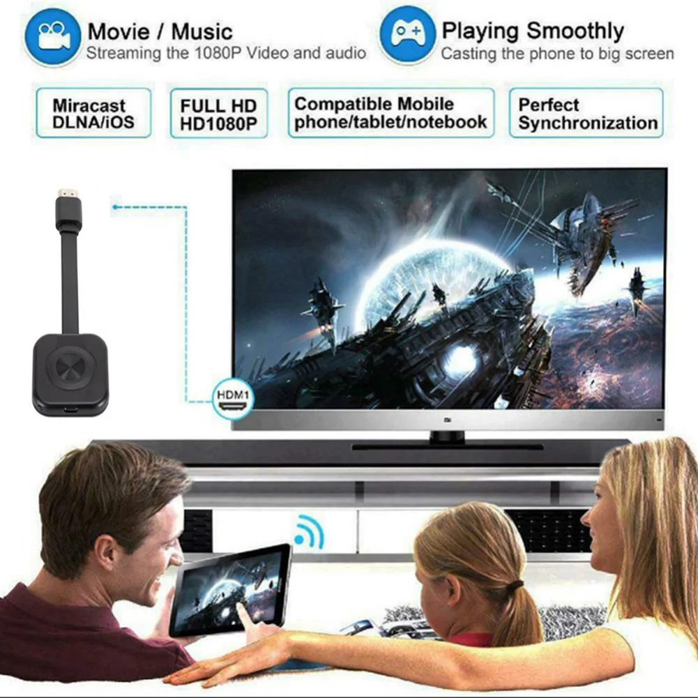 WiFi 4K 1080P HDMI-Compatible Wireless Display Receiver Small Multi-media Player Adapter For Miracast Airplays Support HDTV