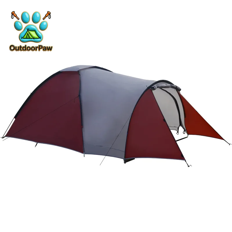 Outdoor camping tent for 3-4 people, quick-opening portable foldable double-layer camping tent, sun protection and rain protecti
