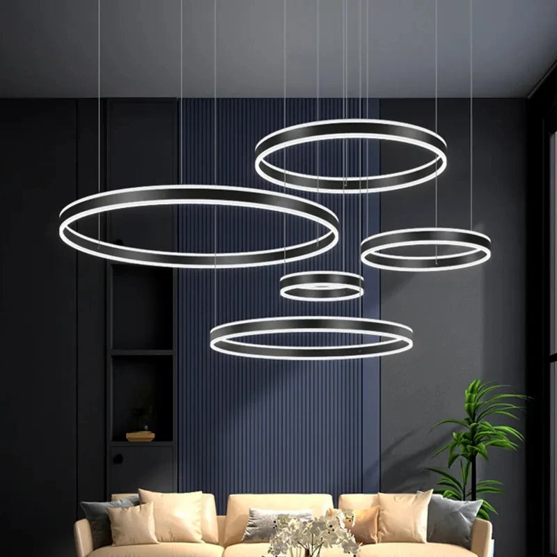 Modern Circular LED Chandelier Up and Down Glow for Living Restaurant Room Kitchen Room Desks Home Decor Hanging Light Fixture