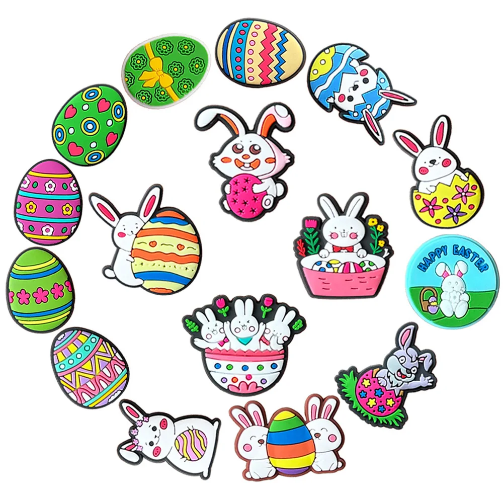 Giorno di pasqua Cartoon Rabbit Egg Shoe Charms per zoccoli sandali decorazione accessori per scarpe Charms for Friends Kids Festival Gifts