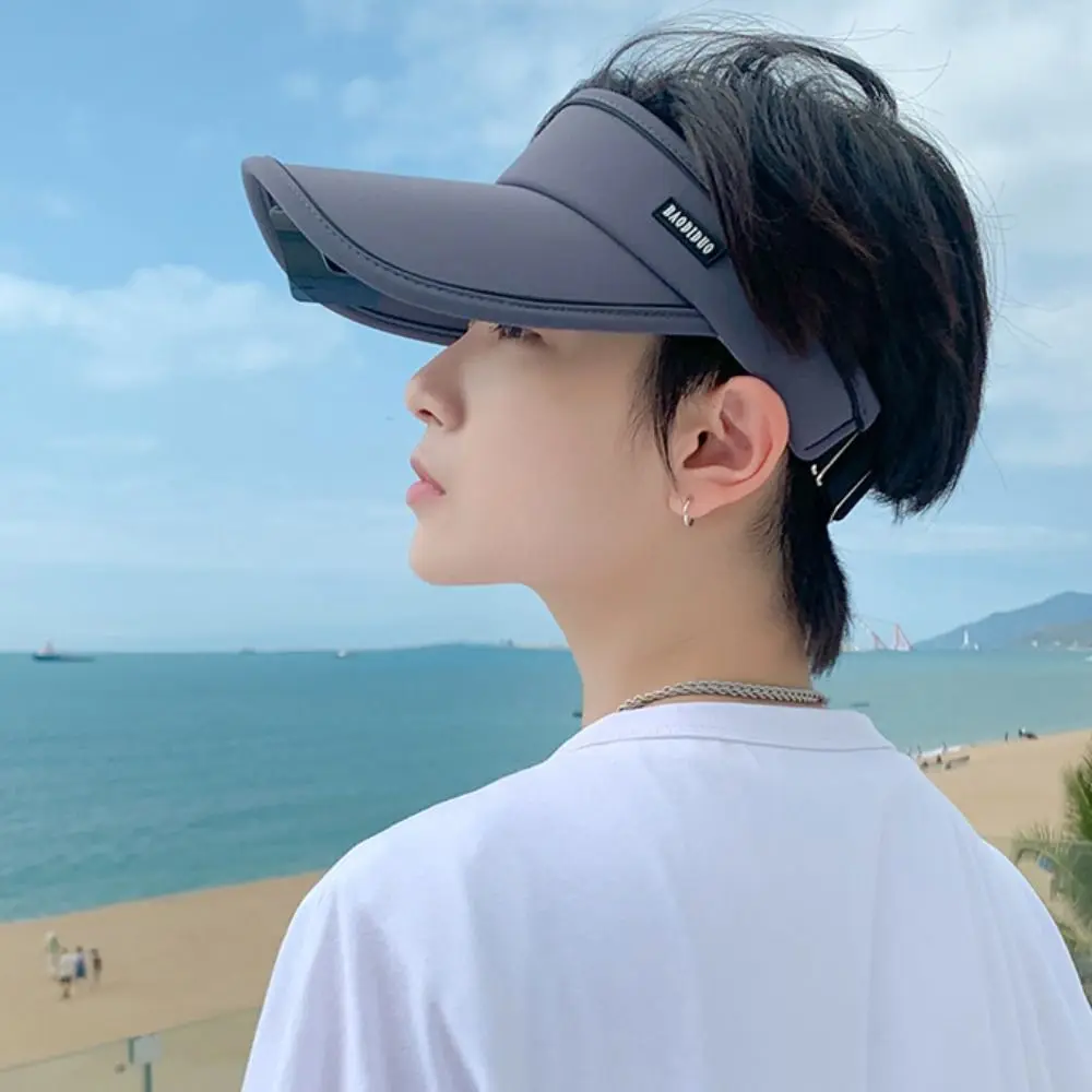 

Summer Breathable Sun Hat with Sunglass Adjustable Big Brim Empty Top Cap Anti-UV Topless Sport Hat Cycling Climbing