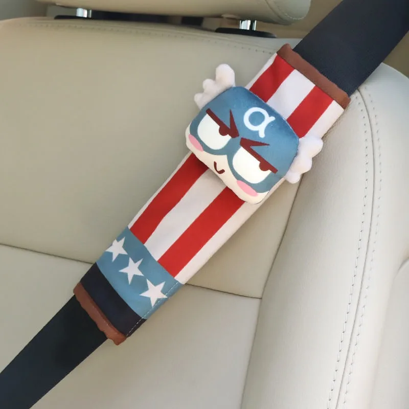 Los Vengadores Marvel Spiderman personajes de dibujos animados creativos de moda cinturón de seguridad periférico hombreras decoración de coche de dibujos animados lindos