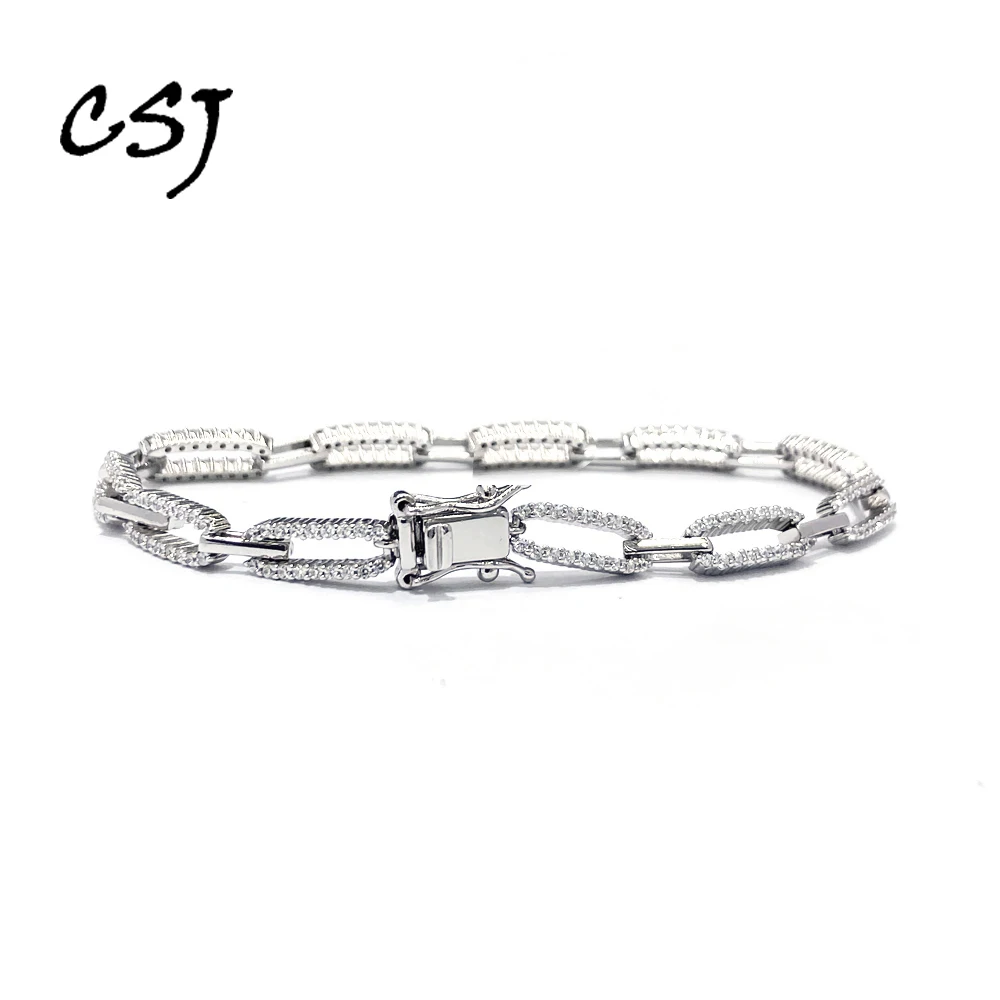 

Trendy Tennis Bracelet 925 Sterling Silver Full 5A Zircon Sparking Jewelry for Women Lady Party Birthday Gift