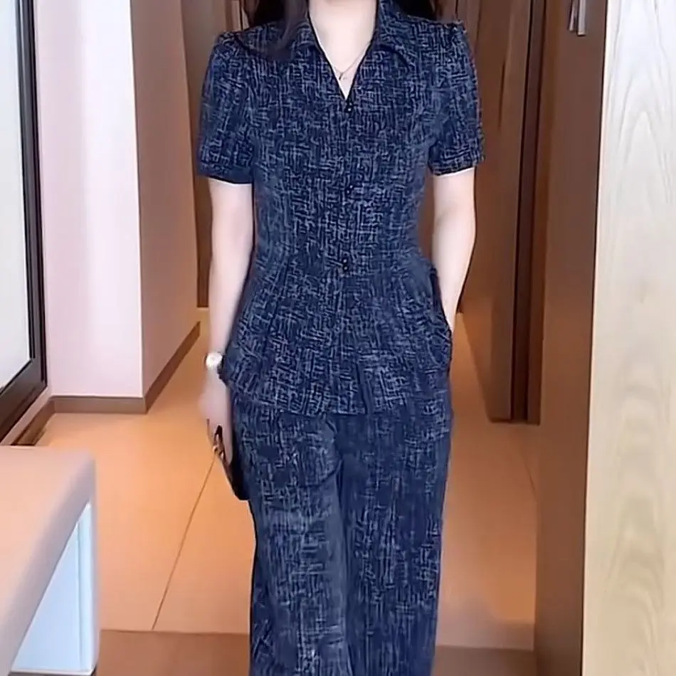 

Mom Summer Short Sleeve Set New Loose Two-Piece Set for Middle-aged and Elderly