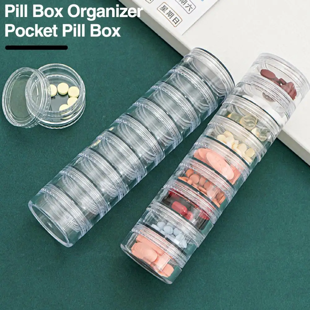 7Pcs Weekly Pill Organizer Case Stackable Travel Pill Box Clear Transparent Supplements Fish Oil Pills Holder Dispenser With Lid