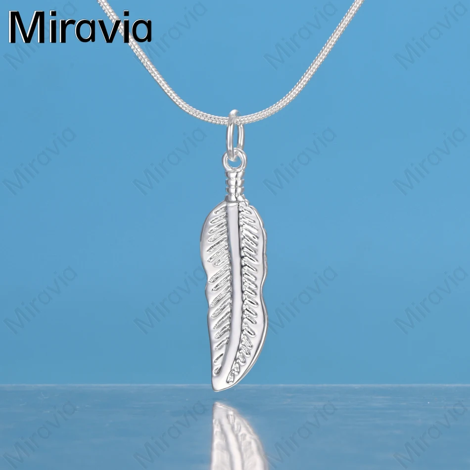 

Miravia 925 Sterling Silver Feather Pendant Necklace, A Delicate And Elegant Design, Perfect For Women'S Engagement Jewelry.