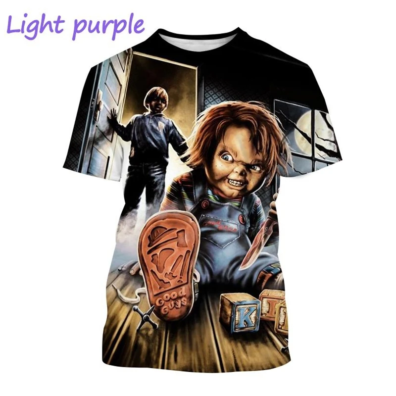 Camisetas estampadas Chucky 3D para homens e mulheres, blusas de manga curta, design de horror, estilo de rua divertido, verão, venda quente