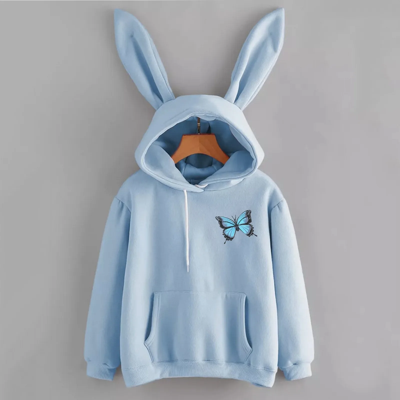 Felpa da donna pullover a maniche lunghe 2024 nuova felpa con cappuccio Cute Rabbit Ear vestiti ritagliati estetici vestiti versatili di alta qualità