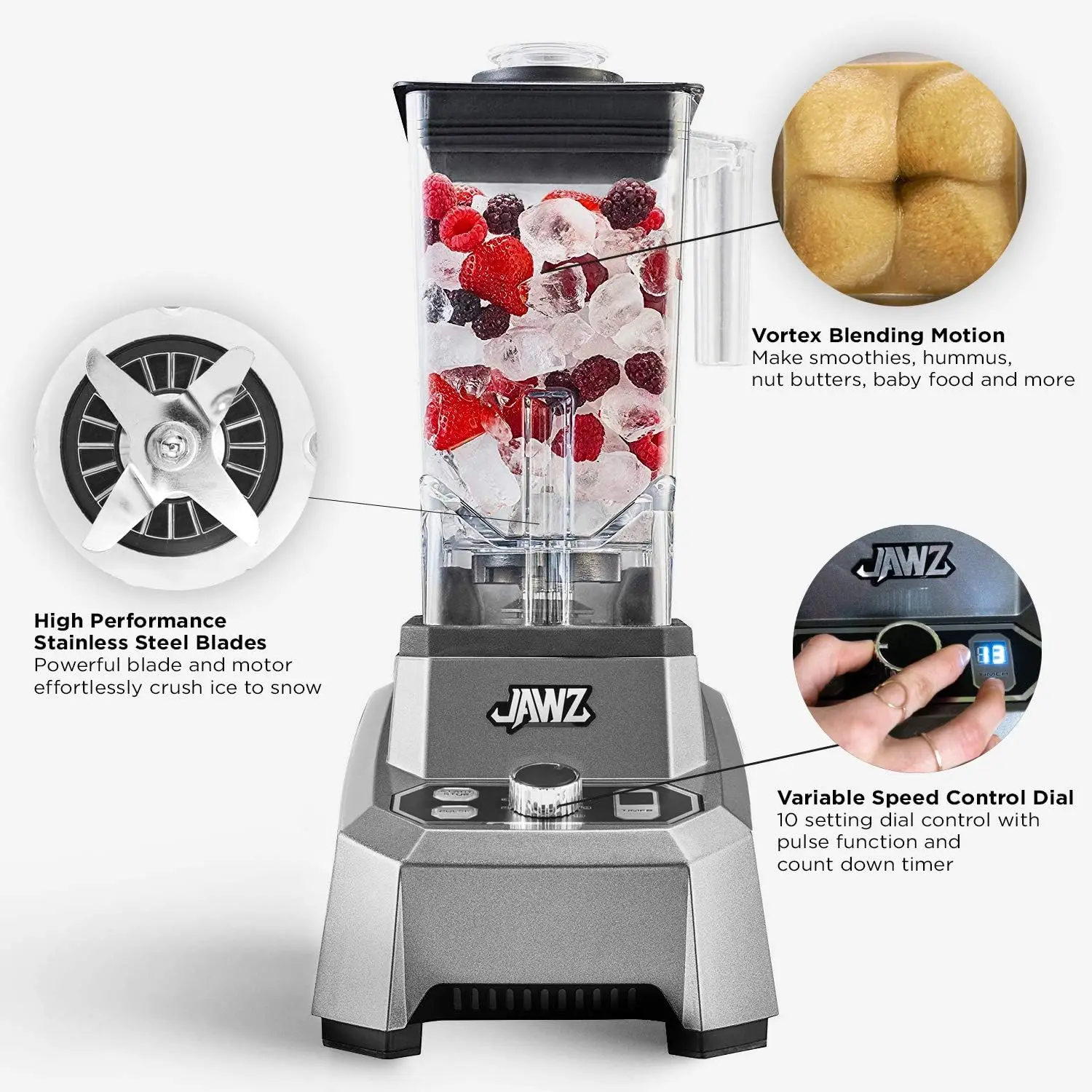 High Performance Blender, 64 Oz Professional Grade Countertop Blender, Food Processor, Juicer, Smoothie or Nut Butter Maker, Var