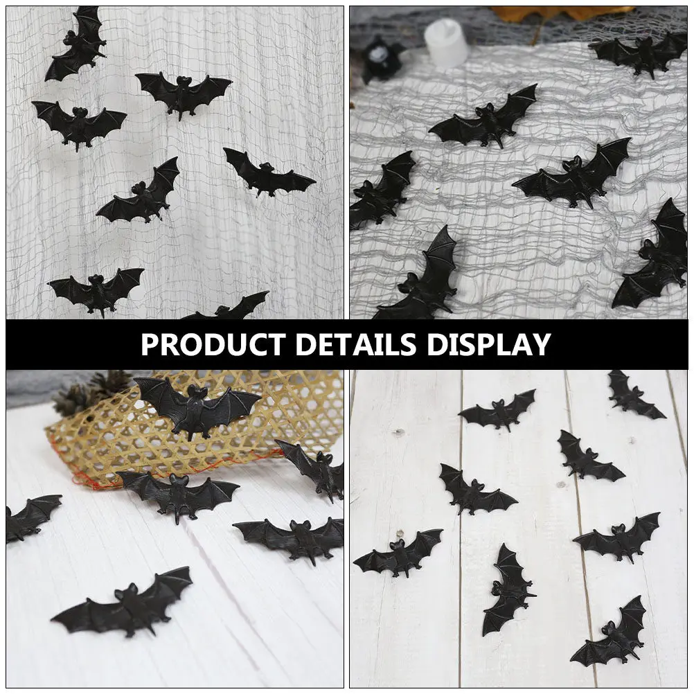 

12Pcs Lifelike Plastic Bat Decor Halloween Party Supplies Spooky Prank Props Home Decoration Club Ornament Halloween Bat Decor