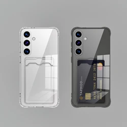 Transparent Card Slot Silicone Case For Samsung Galaxy S26 S25 Edge S24 S23 S22 S21 Plus Note 20 Ultra S20 FE Protection Cover