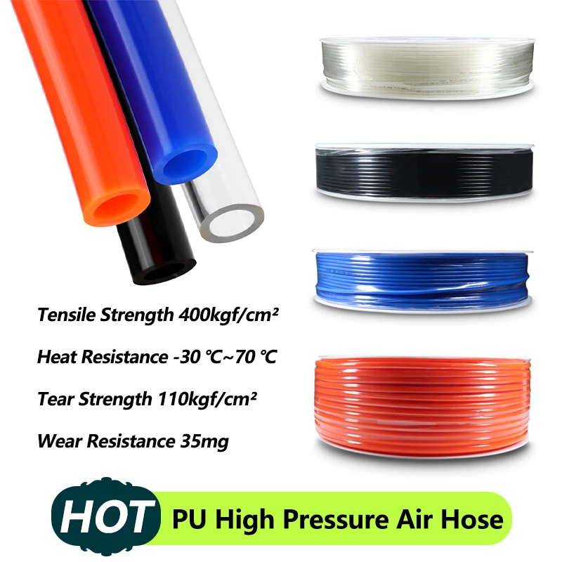 

1 - 10m PU High-Pressure Air Hose 3*2mm 4*2.5mm 6*4mm 8*5mm 10*6.5mm 12*8mm 14*10mm 16*12mm Pneumatic Air Tube Polyurethane Pipe