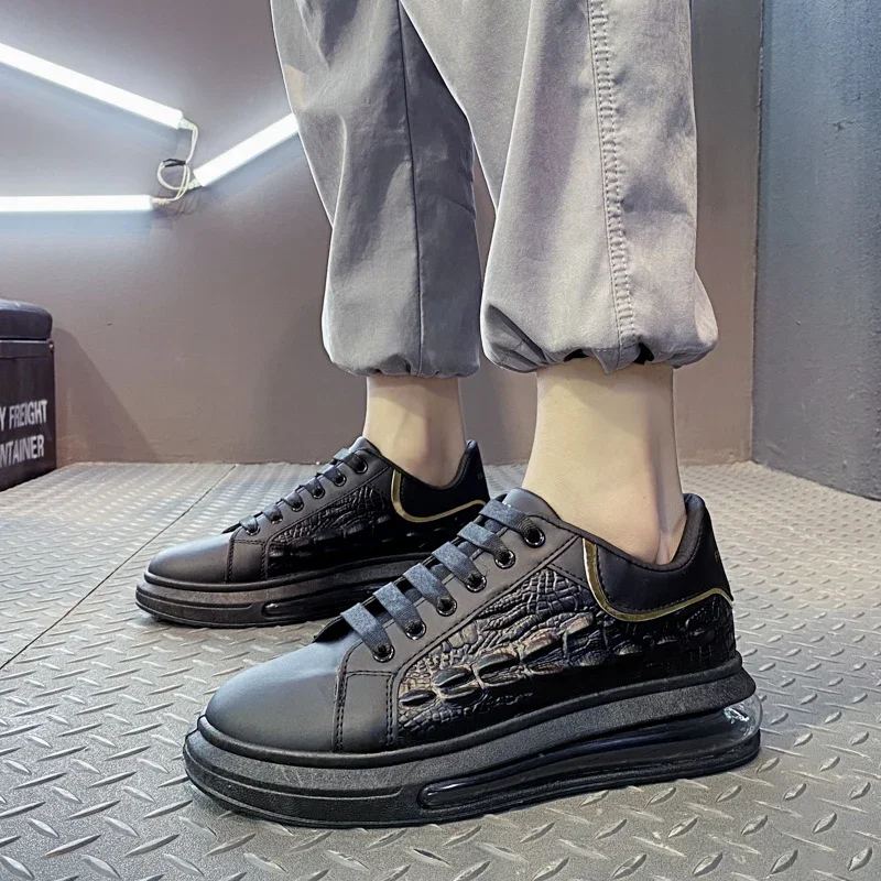 

Platform Running Shoes Fashion Brand Men Sneakers 2025 New Crocodile Pattern PU Leather Casual Shoes Male Mens Tennis Shoes